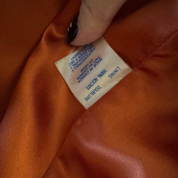 Vintage Danier Leather Suede Blazer Jacket Orange Checker Size XS Preowned - Picture 7 of 12